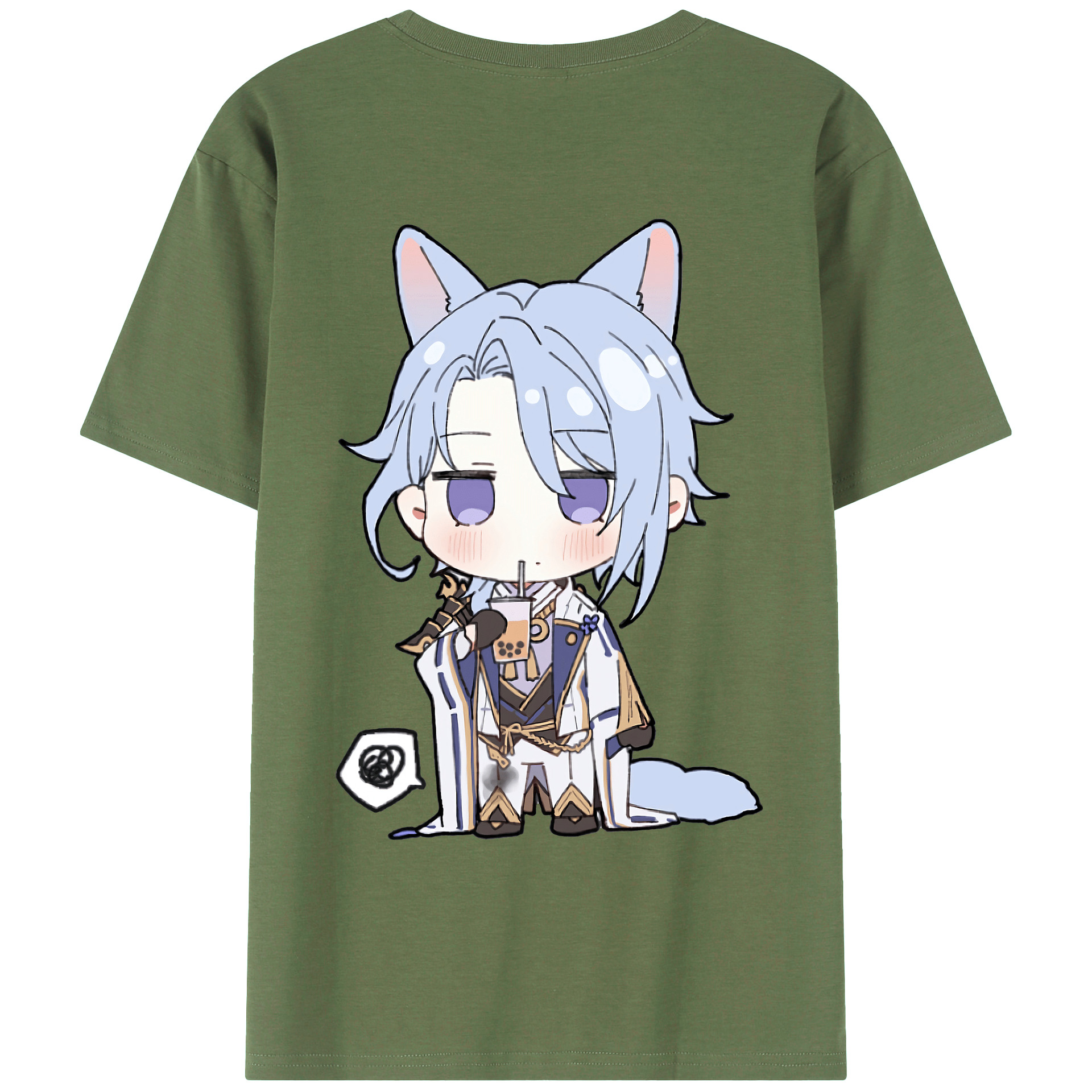 げんし神 神里綾人 かみさとあやと genshin Kamisato Ayato 綿100％ メンズ半袖Tシャツ（バックプリント） 通気性